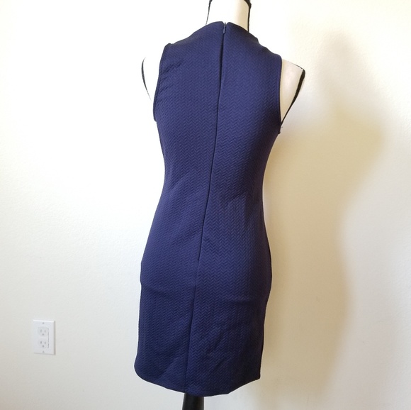 Soprano Navy Blue Quilted Chevron Mini Dress - Picture 2 of 7